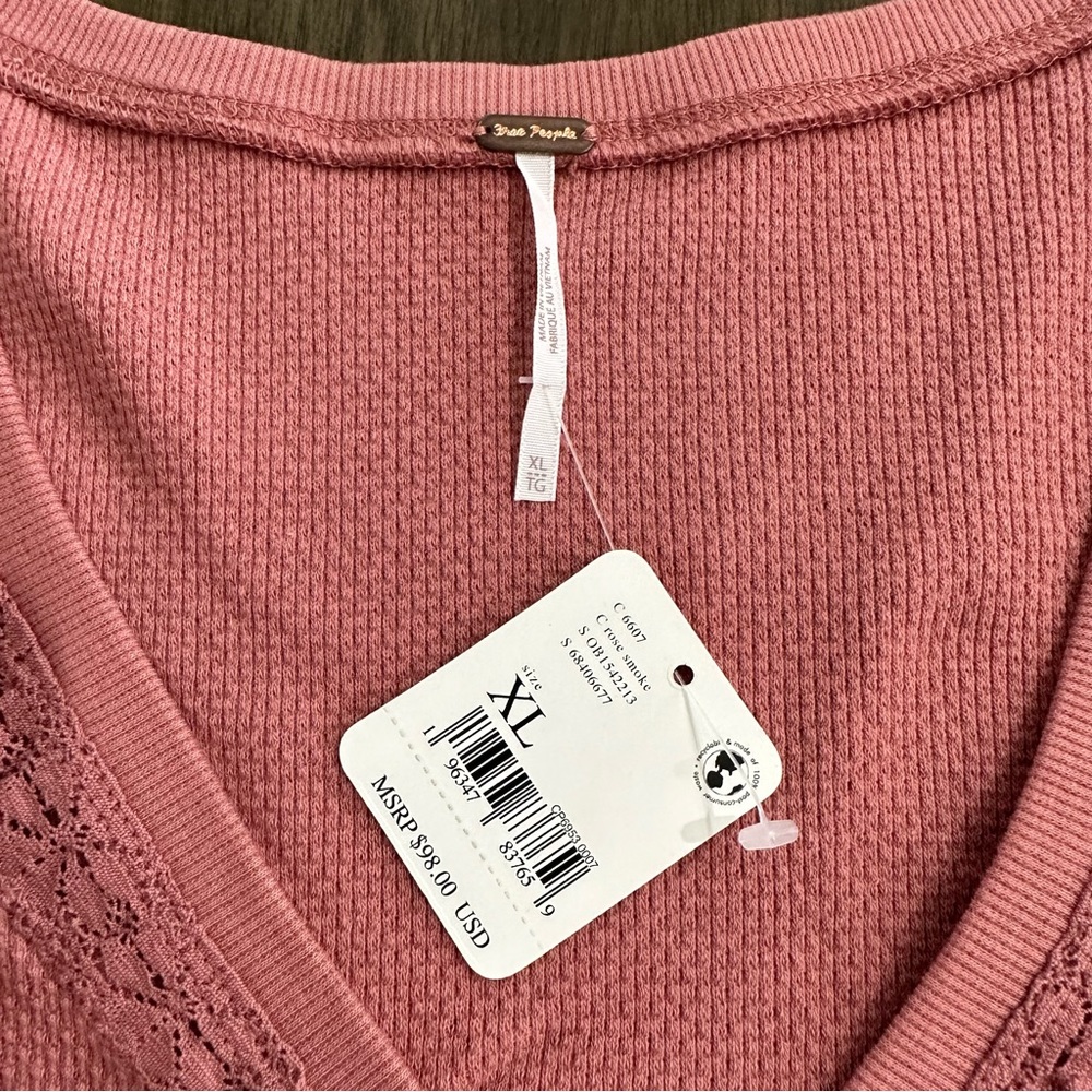 Free People Dusty Rose Ruched V-Neck Top - Picture 3 of 13